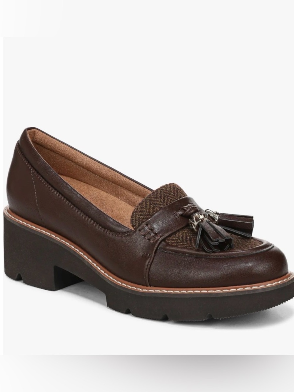 Naturalizer Committed  Size 9 Brown Herringbone Tassel Chunky Lug Sole Loafers
